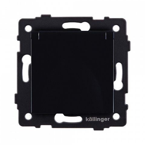 Розетка штепсельная SCHUKO 16A/250 В с крышкой, черный Kollinger REA-006BK для Aspekt, Eleganz, Reflex