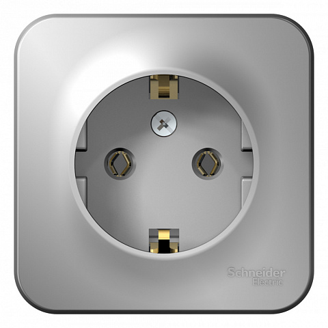 Systeme Electric Blanca наруж Алюминий Розетка с/з без шторок, 16А, 250В