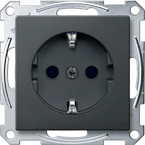 Schneider Electric Merten SM Антрацит Розетка с/з с защитными шторками безвинт. зажим