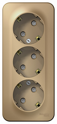 Systeme Electric Blanca наруж Титан Розетка 3-ая с/з со шторками 16А, 250В, изолир. пластина