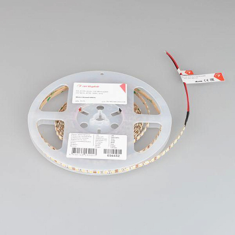 Светодиодная лента Arlight 12W/m 120LED/m 2835SMD холодный белый 5M 036452
