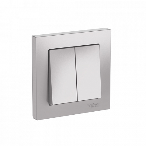 Systeme Electric AtlasDesign Алюминий Выключатель 2-клавишный, сх.5, 10АХ, в сборе, быстрозажим. клем.