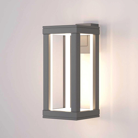 Уличный настенный светодиодный светильник Elektrostandard Frame 1527 Techno Led серый a051856