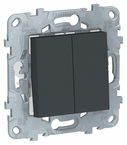Schneider Electric Unica New Антрацит Переключатель 2-клав, перекрестный, 2 x сх. 7, 10 AX, 250В