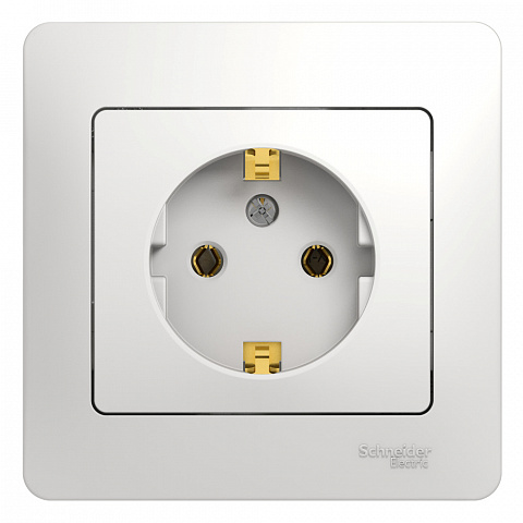 Systeme Electric Glossa Бел Розетка с/з (в сборе с рамкой)