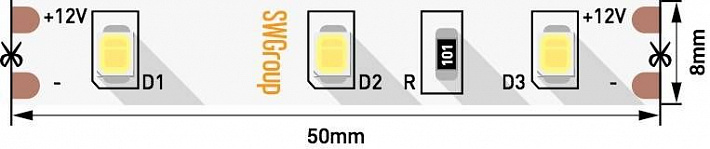 Светодиодная лента SWG 6,3W/m  60Led/m 2835SMD холодный белый 5M SWG260-12-6.3-W-М 009460