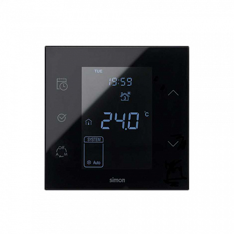 Simon 100 Черный глянец Регулятор теплого пола электронный Simon iO 16A 230В~