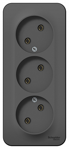 Systeme Electric Blanca наруж Антрацит Розетка 3-ая б/з без шторок 16А, 250В, изолир. пластина