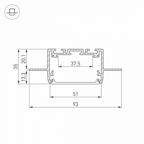 Встраиваемый профиль Arlight SL-Linia55-Fantom-2500 Anod 035650