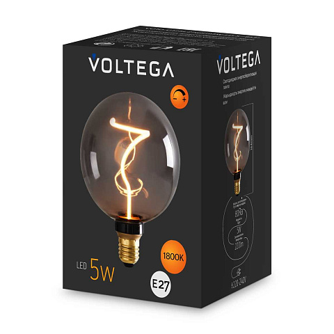 Лампа светодиодная филаментная Voltega 271 E27 5W 1800K дымчатая 8537