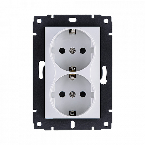 Розетка штепсельная SCHUKO двойная 16A/250 В, белый Kollinger REA-032WH для Aspekt, Eleganz, Reflex