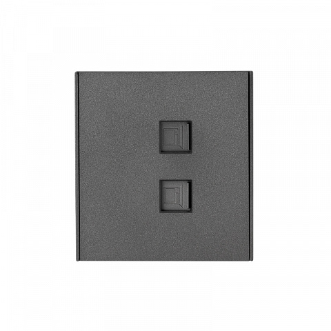 KRANZ STRONG Розетка компьютерная двойная RJ45+RJ45 кат6 с/у графит , с 1-пост. рамкой