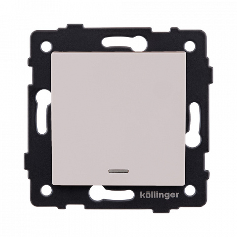 Выключатель 1-клавишный 10А/250В с LED подсветкой, кашемир матовый Kollinger REA-S-002CM для Aspekt, Eleganz, Reflex