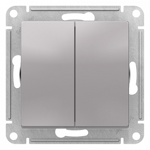 Systeme Electric AtlasDesign Алюминий Выключатель 2-клавишный с самовозвратом, сх.2, 10А, механизм