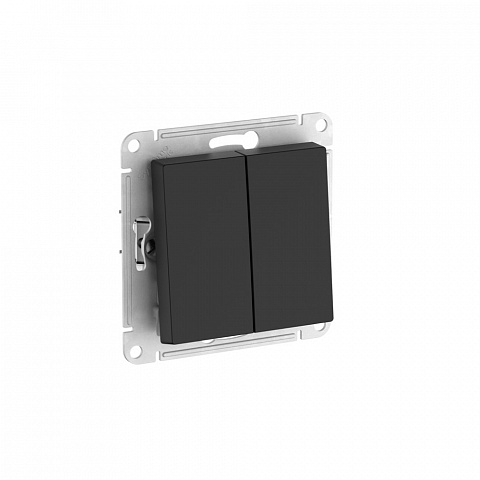 Systeme Electric AtlasDesign Aqua Карбон Переключатель 2-клавишный IP44, сх.6, 10АХ,мех., быстрозажим. клем.