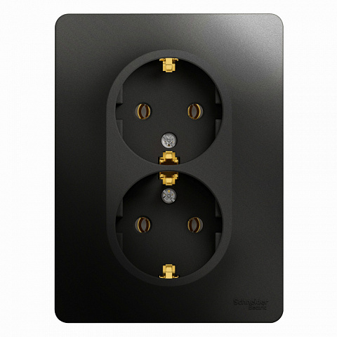 Systeme Electric Glossa Антрацит Розетка 2-ая с/з, 16А (в сборе)
