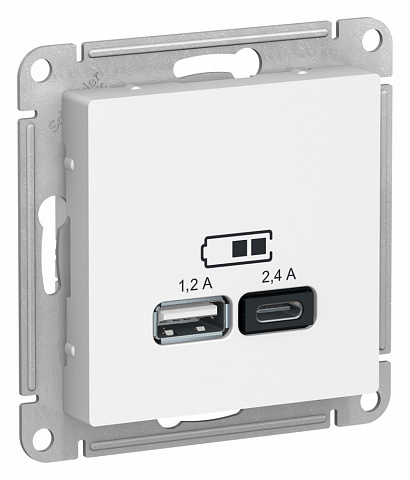 Systeme Electric AtlasDesign Лотос Розетка USB А+С, 5В/2,4 А, 2х5В/1,2 А, механизм
