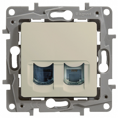 Legrand Etika Слоновая кость Розетка телефонная+ компьютерная (RJ11+RJ45) 5 категория  UTP