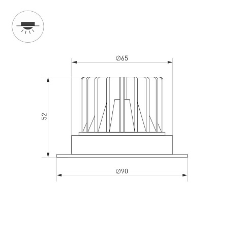 Встраиваемый светодиодный светильник Arlight MS-ATLAS-TRIMLESS-R50-8W Warm3000 037058