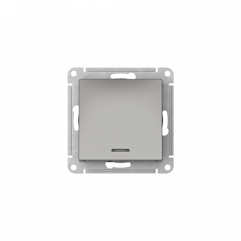 Systeme Electric AtlasDesign Сталь Переключатель 1-кл с подсветкой, сх.6а, 10АХ, мех., быстрозажим. клем.