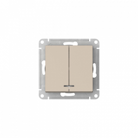 Systeme Electric AtlasDesign Песочный Выключатель 2-клавишный с подсвет.,сх.5а, 10АХ,мех., быстрозажим. клем.