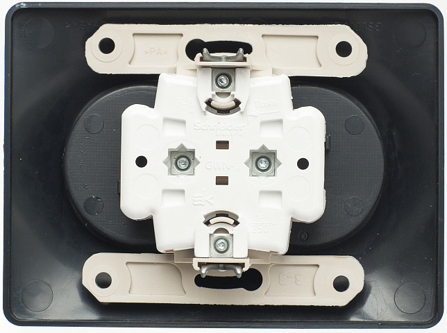 Systeme Electric Glossa Антрацит Розетка 2-ая б/з ,16А (в сборе)