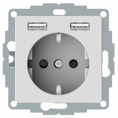 Schneider Electric Merten SM Aquain  Бел Актив Розетка Schuko с 2 USB c зарядным устройством 2,4 A