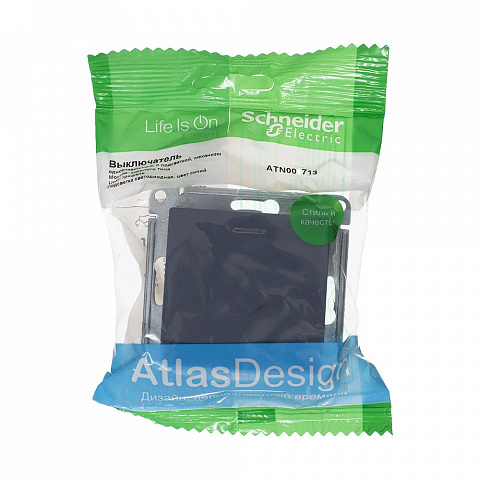 Systeme Electric AtlasDesign Грифель Выключатель 1-клавишный с подсветкой, сх.1а, 10АХ, механизм