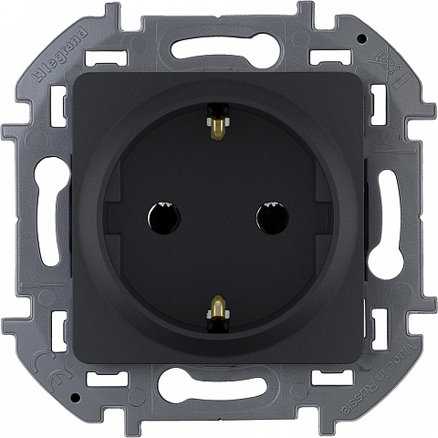 Legrand INSPIRIA Антрацит Розетка 2К+З - немецкий стандарт - 16 А - 250 В