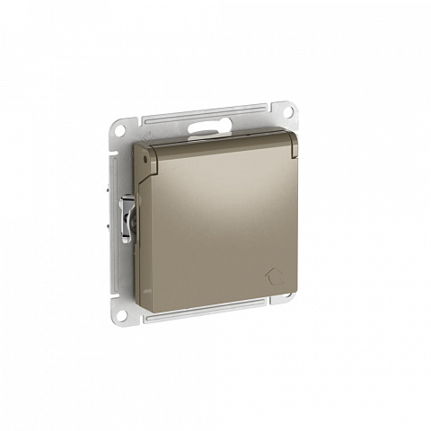 Systeme Electric AtlasDesign Шампань Розетка с заземл. со шторк. с крышкой, 16А,IP20,мех., быстрозажим. клем.