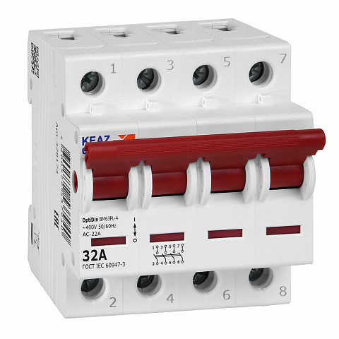 КЭАЗ OptiDin ВМ63PL Выключатель нагрузки 4P 32А 400В (BM63PL-432-УХЛ3)