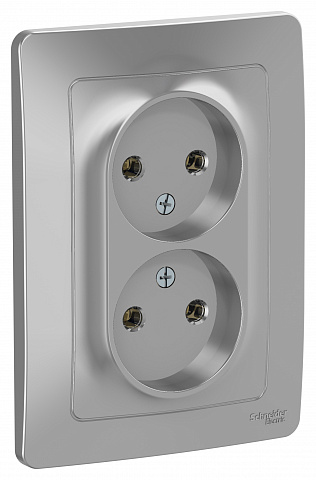 Systeme Electric Blanca внутр Алюминий Розетка 2-ая б/з без шторок, 16А, 250В