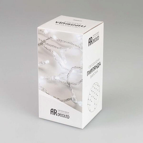 Уличная светодиодная гирлянда Ardecoled бахрома ARD-Edge-Classic-2400x600-Clear-88LED-Milk-Flash White 034124