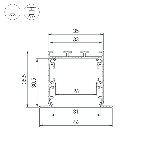Профиль встраиваемый Arlight Linia49-F-S-3000 White 041878