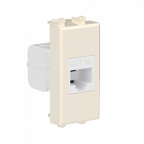 DKC Компьютерная розетка RJ-45 без шторки модульная, кат.5е, "Avanti", "Ванильная дымка", 1 модуль