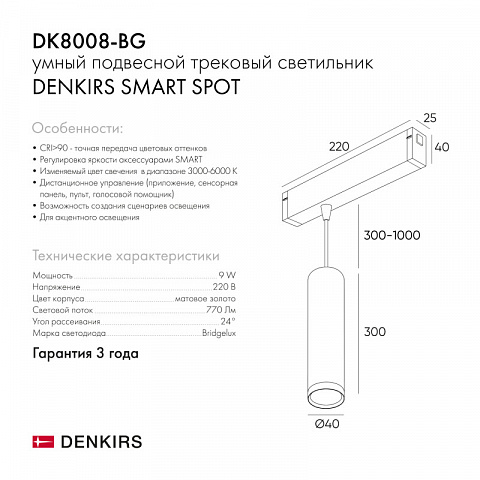 Светильник на шине Denkirs DK8008-BK