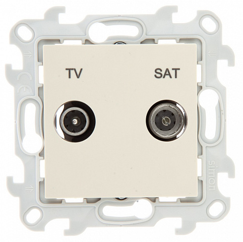 Simon 24 Слоновая кость Розетка TV-SAT проходная