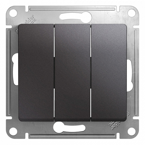 Systeme Electric Glossa Графит Выключатель 3-клавишный, сх.3, 10AX