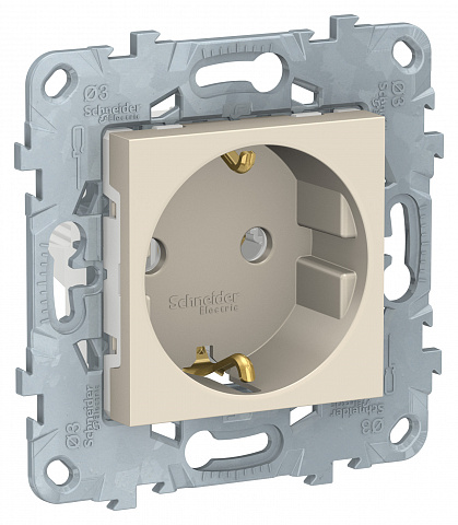 Schneider Electric Unica New Беж Розетка с/з без шторок, винт. зажим, 16А, 250В,