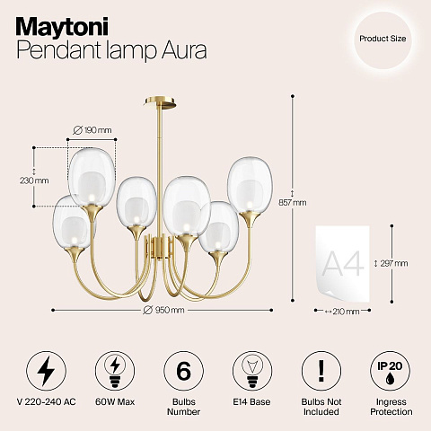 Люстра на штанге Maytoni MOD016PL-06BS