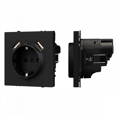 Механизм розетки с USB зарядкой SCT-NOBE-MUAA-SFPL-BK (230V, 16A) Arlight 054289
