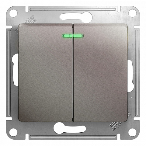 Systeme Electric Glossa Платина Выключатель 2-клавишный с подсветкой, сх.5а, 10AX