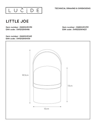 Уличный светодиодный светильник Lucide Little Joe 06802/01/33