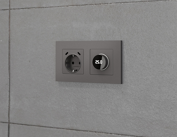 MA660510 Комплект механизма электрической розетки 2USB С+C 20W с/з на винтовых зажимах 16A-250V ALFA Антрацит серый QUANT (AP6605, VM165)