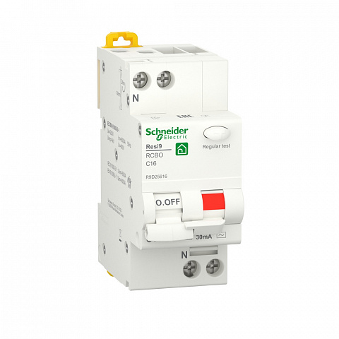 Schneider Electric RESI9 Автоматический выключатель дифференциального тока (ДИФ) 1P+N С 16А 6000A 30мА тип AС