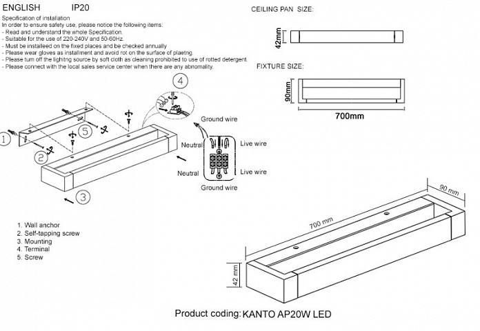 Бра Crystal Lux KANTO AP20W LED BL