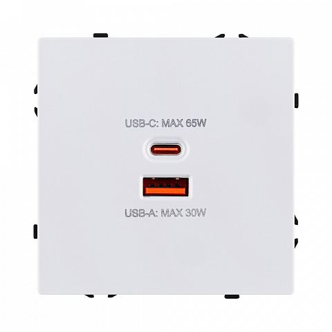 Розетка USB A+C 65W, белый глянцевый Kollinger Eclipse EC-024WG