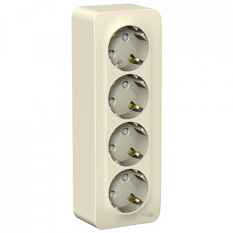 Systeme Electric Blanca наруж Молочная Розетка 4-ая с/з со шторками 16А, 250В, изолир. пластина