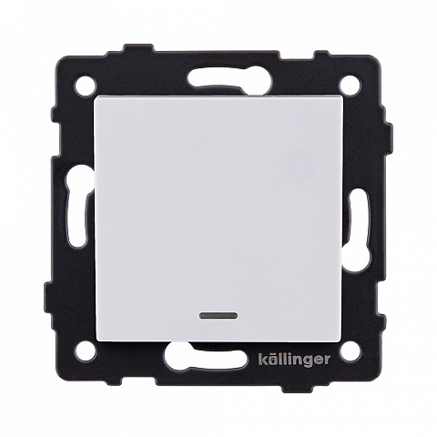 Выключатель 1-клавишный 10А/250В с LED подсветкой, белый Kollinger REA-S-002WH для Aspekt, Eleganz, Reflex