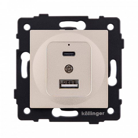 Розетка USB A+C 20W, золотой Kollinger REA-037GD для Aspekt, Eleganz, Reflex